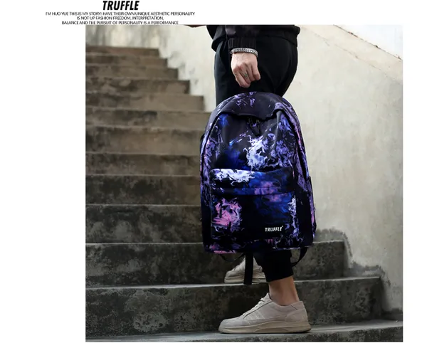 Truffle Graffiti Printed Waterproof Soft School Collage Trendy Backpack With 16" Laptop Storage Capacity For Men Unisex T2251M
